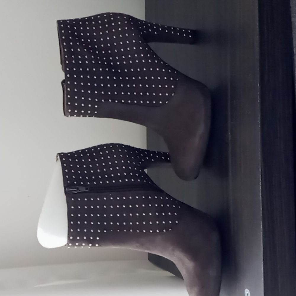 INC brown suede ankle boots with studs on them Size 7.5.